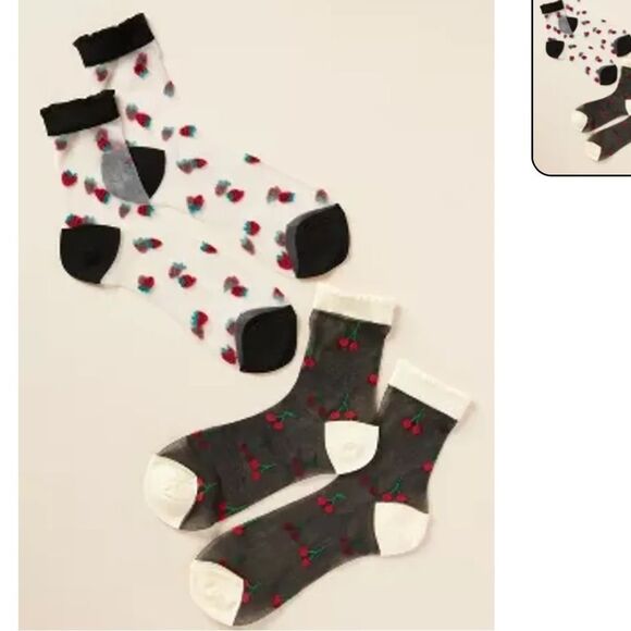 Anthropologie Accessories - Anthropologie Cherry Strawberry Sheer Socks New With Tags One Size